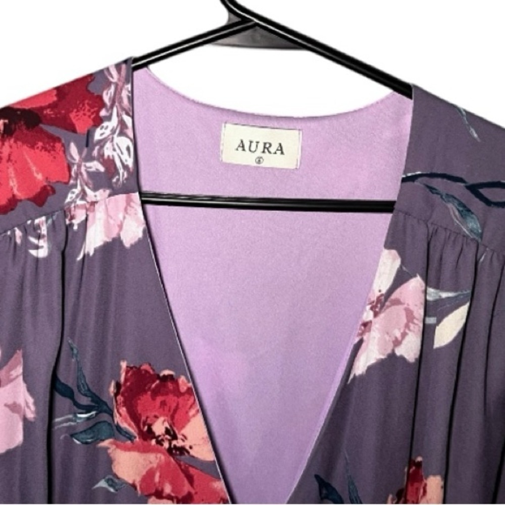 EUC Floral Wrap Dress in Purple Size S - Picture 2 of 6